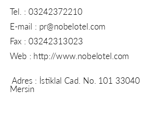 Nobel Hotel iletiim bilgileri